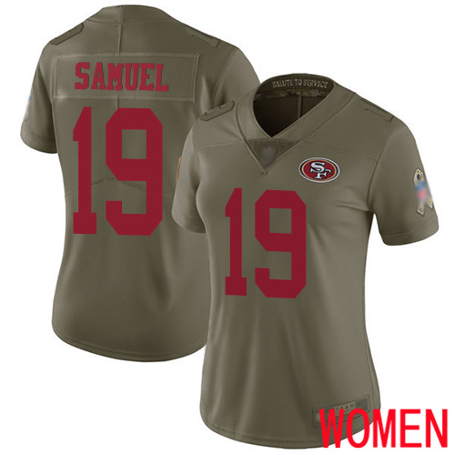 San Francisco 49ers Limited Olive Women Deebo Samuel NFL Jersey #19 2017 Salute to Service